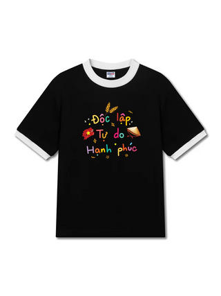 Áo Thun Ringer Relaxed Fit Độc Lập - Tự Do - Hạnh Phúc