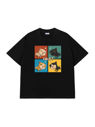 Áo Thun Relaxed Fit Meme Cat Cái Gì
