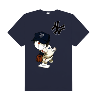 Áo Thun Oversize MLB Anime Doraemon Yankees