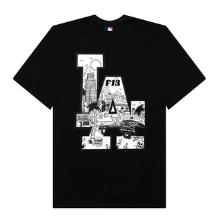 Áo Thun Oversize MLB Floral LA Beach Black And White