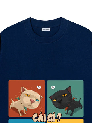 Áo Thun Relaxed Fit Meme Cat Cái Gì