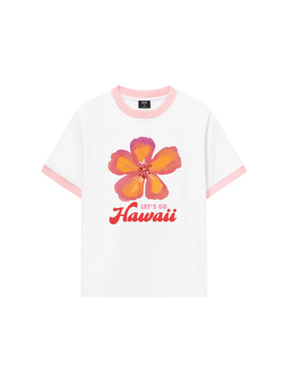 Áo Thun Ringer Relaxed Fit Summer Vibes Hawai Flower