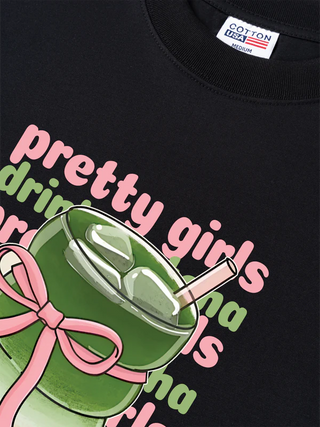 Áo Thun Relaxed Fit Daily Cup Pretty Girls Drink Matcha