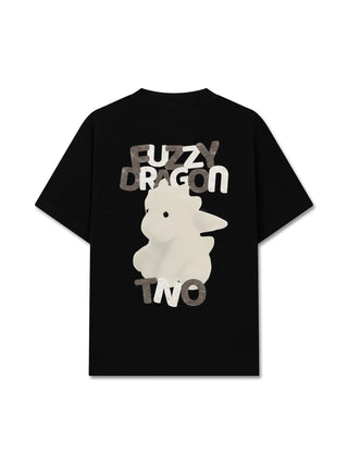 Áo Thun Relaxed Fit Fuzzy Font Dragon