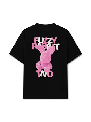 Áo Thun Relaxed Fit Pink Fuzzy Font Rabbit