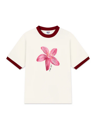 Áo Thun Ringer Relaxed Fit Floral Pink Flower