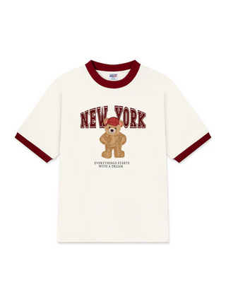 Áo Thun Ringer Relaxed Fit City New York Red Bear