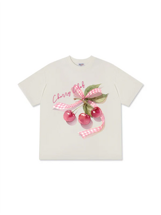 Áo Thun Relaxed Fit Cherry Club Pink Plaid