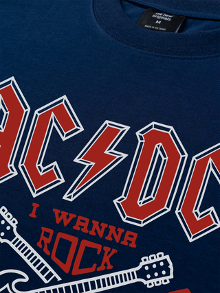 Áo Thun Relaxed Fit Music Rock AC DC I Wanna Rock & Roll