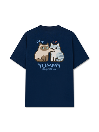 Áo Thun Relaxed Fit Yummy Luv Cat Couple