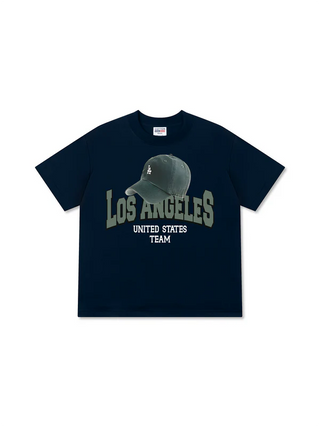 Áo Thun Relaxed Fit USA Los Ageles Green Hat