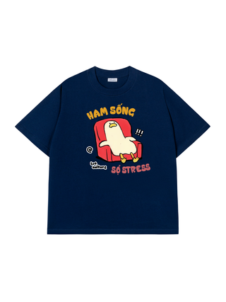 Áo Thun Relaxed Fit Meme Chú Vịt Ham Sống Sợ Stress