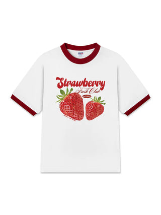 Áo Thun Ringer Relaxed Fit Tropical Strawberry Fresh Club