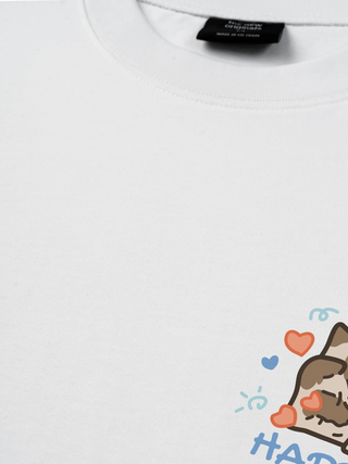 Áo Thun Relaxed Fit Happy Luv Cat Couple