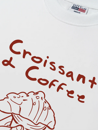 Áo Thun Relaxed Fit Daily Cup Croissant & Coffee For Breakfast