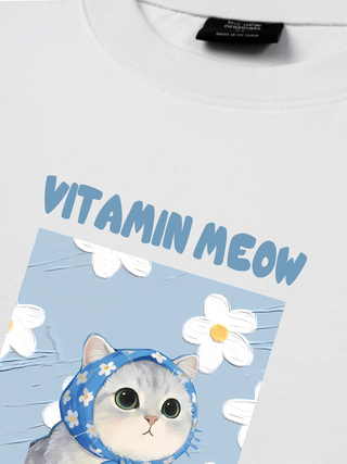 Áo Thun Relaxed Fit Flower With Meow