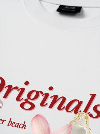 Áo Thun Relaxed Fit Summer Vibes Flower With Pearl