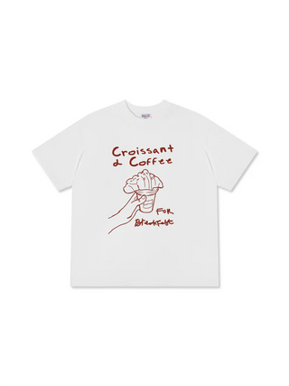 Áo Thun Relaxed Fit Daily Cup Croissant & Coffee For Breakfast