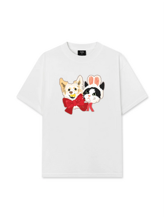 Áo Thun Relaxed Fit Animal Mood Bestie Puppy And Meow